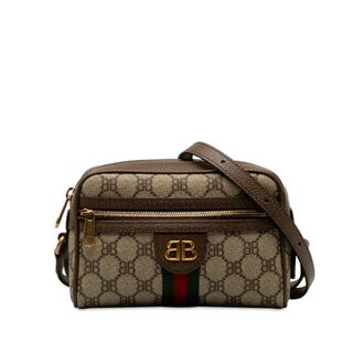 グッチ(Gucci)のグッチ ×バレンシアガ ザ ハッカープロジェクト GGスプリーム BBロゴ 斜め掛け ミニ ショルダーバッグ 680128 PVC レディース GUCCI 【1-0147466】(ショルダーバッグ)