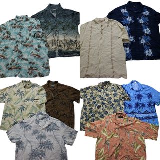 古着卸 まとめ売り レーヨン系 アロハシャツ 半袖シャツ 10枚セット (メンズ XL /2XL ) 花柄 リーフ柄 ヤシの木 ミッキー MS8947(シャツ)