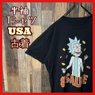 キャラクター アニメ L ブラック メンズ USA古着 半袖 Tシャツ(Tシャツ/カットソー(半袖/袖なし))