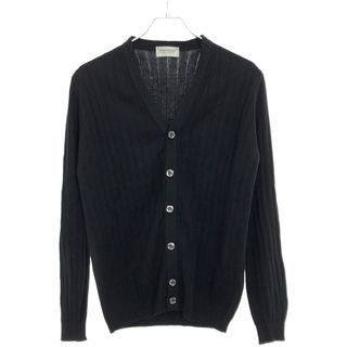 ジョンスメドレー(JOHN SMEDLEY)のJOHN SMEDLEY ジョンスメドレー コットンリブ編み Vネックカーディガン  ブラック S(カーディガン)