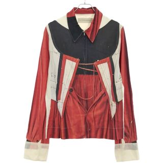 STEFAN COOKE ステファン クック 20SS Red Corset Shirt トロンプルイユ ジップアップシャツ SS20SH2 レッド×マルチカラー M(シャツ)