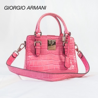 ジョルジオアルマーニ(Giorgio Armani)の極美品　GIORGIO ARMANI バウレット　ハンドバッグ　クロコ型押し(ショルダーバッグ)