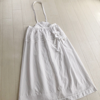 KANEKO ISAO - カネコイサオ 綿ローン ピンタック たくし上げ 白 エプロンスカート タブリエ