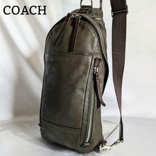 コーチ(COACH)のCOACH トンプソン スリングバッグ ボディーバッグ レザー カーキ 通勤通学(ボディーバッグ)