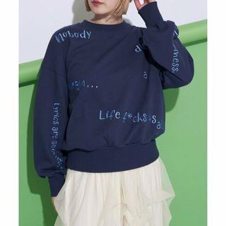 パルグループアウトレット(PAL GROUP OUTLET)の【ネイビー】【Ciaopanic】ハンドクラフトロゴ刺繍スウェット(カットソー(長袖/七分))