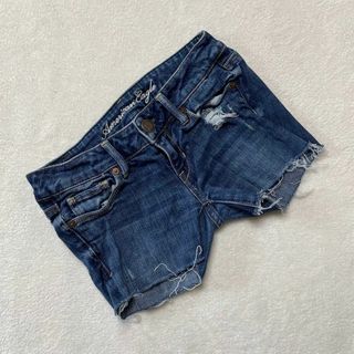 アメリカンイーグル(American Eagle)のAmerican Eagle デニムショートパンツ フリンジ加工 ストレッチ S(ショートパンツ)