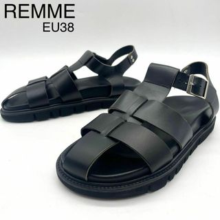 レメ(REMME)の★美品 REMME レメ グルカサンダル 厚底 レザー ブラック EU38(サンダル)