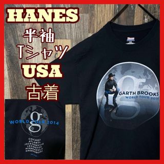 ヘインズ(Hanes)の人物 イベント ヘインズ ブラック メンズ L USA古着 半袖 Tシャツ(Tシャツ/カットソー(半袖/袖なし))