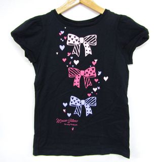 メゾピアノ 半袖Ｔシャツ トップス リボン柄 コットン キッズ 女の子用 M(150)サイズ ブラック mezzo piano(Tシャツ/カットソー)