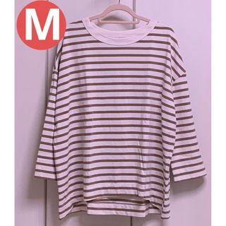 シマムラ(しまむら)の★しまむら ボーダーカットソー 7分袖 ベージュ M(Tシャツ(長袖/七分))