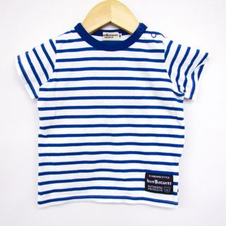 ミキハウス 半袖Ｔシャツ トップス ボーダー柄 肩スナップ ホットビスケッツ ベビー 男の子用 80サイズ 青ー×白 MIKIHOUSE(Ｔシャツ)