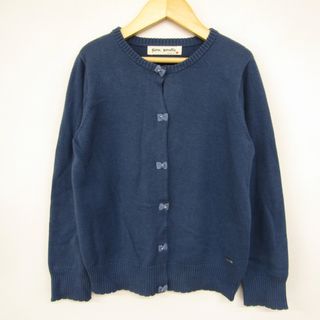 ポンポネット カーディガン トップス クルーネック リボン付き キッズ 女の子用 SS(130-140)サイズ ブルー pom ponette(カーディガン)