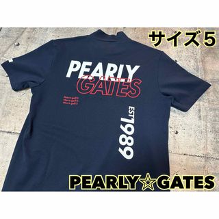 パーリーゲイツ(PEARLY GATES)のパーリーゲイツ　半袖　モックネック　サイズ５　ネイビー(ウエア)