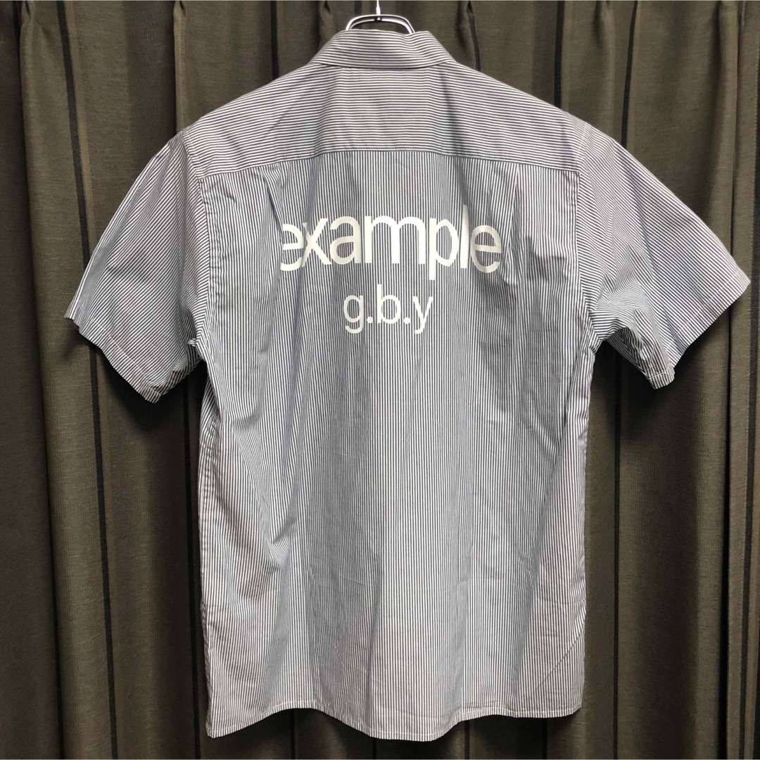 【美品】EXAMPLE STRIPE SHIRT BLUE ストライプシャツ 青 メンズのトップス(シャツ)の商品写真