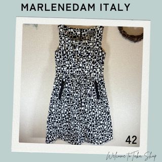 美品》マーレンダム　MARLENEDAM ITALY　総柄ノースリーブワンピース(ひざ丈ワンピース)