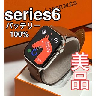 アップルウォッチ(Apple Watch)のバッテリー100% Apple Watch HERMES series6(腕時計(デジタル))