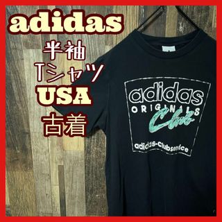 アディダス(adidas)のM デカロゴ プリント アディダス メンズ ブラック USA古着 半袖 Tシャツ(Tシャツ/カットソー(半袖/袖なし))