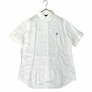ラルフローレン(Ralph Lauren)の9038 美品 ラルフローレン リネンBD半袖シャツ ホワイト M～(Tシャツ/カットソー(半袖/袖なし))
