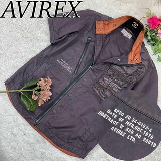 アヴィレックス(AVIREX)のアヴィレックス メンズ 半袖 シャツ ヴィンテージ加工 ブラウン オレンジ L(シャツ)