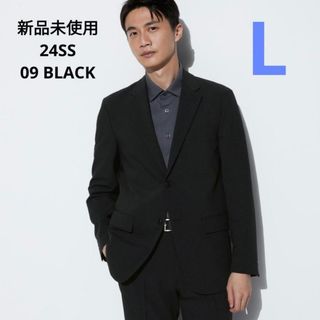 ユニクロ(UNIQLO)の新品 ユニクロ 24SS 感動ジャケット2WAY ウールライク  ブラック L(テーラードジャケット)