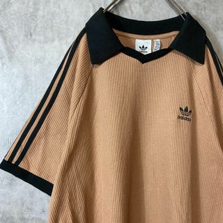 アディダス(adidas)の【希少3XL、ワッフルポロ】adidasワンポイント刺繍ロゴ古着アースカラー(ポロシャツ)