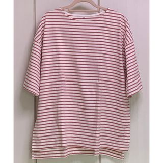 シマムラ(しまむら)の★しまむら ピンク ボーダーカットソー 5分袖 M(Tシャツ(半袖/袖なし))