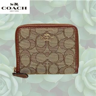 コーチ(COACH)のCOACH コーチ コインケース カードケース ミニ財布 カーキ×サドルマルチ(コインケース)