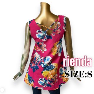 リエンダ(rienda)のrienda ♥ バッククロス 花柄 フラワー タンク ワンピース(ミニワンピース)