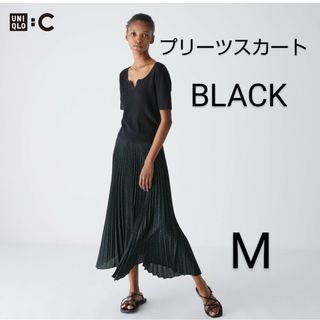 美品☆ユニクロC プリーツスカートブラック　グリーンドット Mサイズ