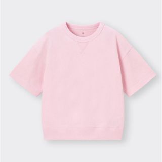 ジーユー(GU)のGU スウェT  5分袖 ピンク 男女兼用 130(Tシャツ/カットソー)