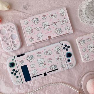 mikko 有機EL 分体式　Switch ケース ムース カバー  ピンク(キャラクターグッズ)