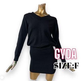 ジェイダ(GYDA)のGYDA ♥ 大人綺麗 無地 シンプル 長袖 Vネックタイトニットワンピース(ミニワンピース)