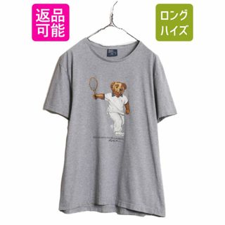 ラルフローレン(Ralph Lauren)の00s ポロベアー ポロ ラルフローレン プリント 半袖 Tシャツ メンズ М 古着 00年代 オールド キャラクター クルーネック グレー テニス 灰(Tシャツ/カットソー(半袖/袖なし))