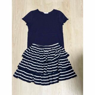 プチバトー(PETIT BATEAU)のプチバトーのフリルスカートとGAPのカットソーのセット 130(スカート)