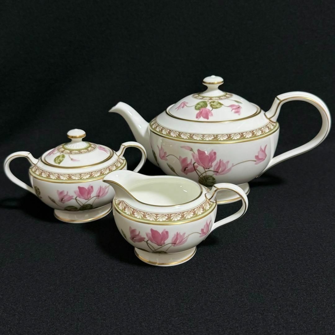 Noritake(ノリタケ)の【美品】ノリタケ　シクラメンタッチ　ティーポット　シュガーポット　クリーマー インテリア/住まい/日用品のキッチン/食器(食器)の商品写真