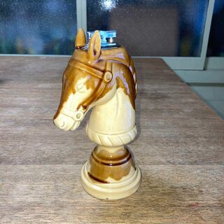 ヴィンテージ陶器1950年馬ホースライターベィジュブラウングラデーションCana(陶芸)