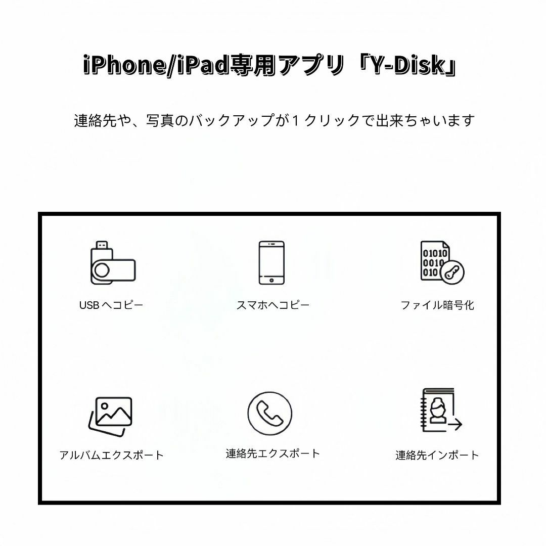 iPhone USBメモリ 128GB 4in1 シルバー スマホ USB3.0 スマホ/家電/カメラのスマホアクセサリー(その他)の商品写真