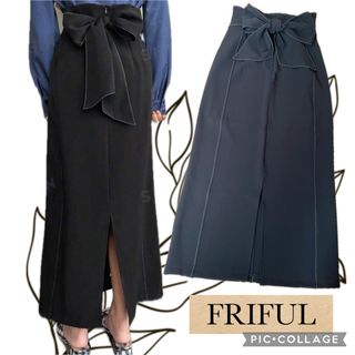 シーイン(SHEIN)のBK◆ サイズM SHEIN FRIFUL ハイウエスト タイバック スカート(ロングスカート)