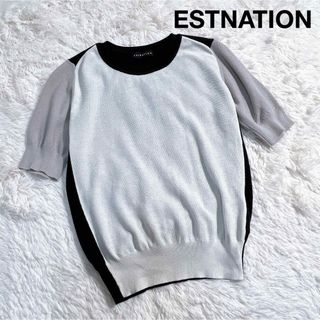 ESTNATION - 美品 エストネーション サマーニット 半袖 バイカラー