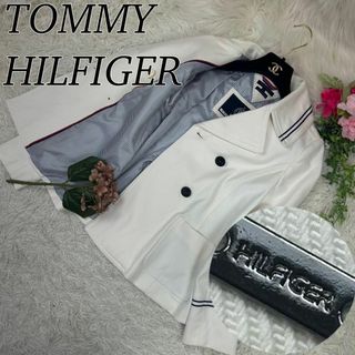 トミーヒルフィガー(TOMMY HILFIGER)のトミーヒルフィガー レディース ピーコート マリン ホワイト L(ピーコート)