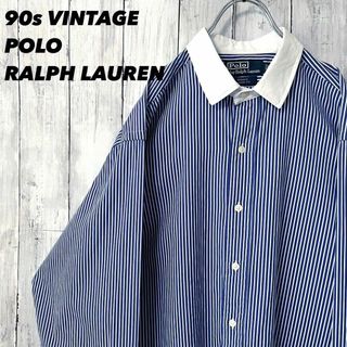 ポロラルフローレン(POLO RALPH LAUREN)の90sヴィンテージ古着　ポロラルフローレン　ブロードストライプクレリックシャツL(シャツ)