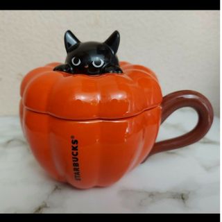 スターバックス(Starbucks)のスタバ　ハロウィン　パンプキン　2021　リッド付マグ　黒猫(グラス/カップ)