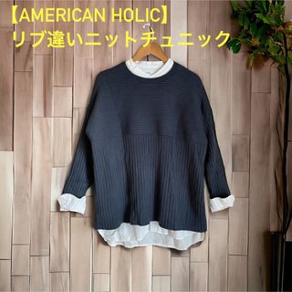 【AMERICAN HOLIC】リブ違いニットチュニック