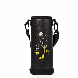【js03-45-W】ブラック PU 水筒カバー ボトルカバー ショルダー 水筒(弁当用品)