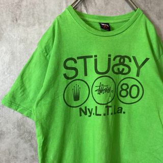 ステューシー(STUSSY)の【メキシコ製、クラウンロゴ】stussyビックロゴTシャツ古着ストリート緑M(Tシャツ/カットソー(半袖/袖なし))