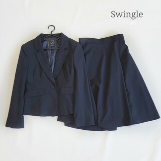 Swingle - スウィングル スカートスーツ ウォッシャブル ビジネススーツ 黒 M