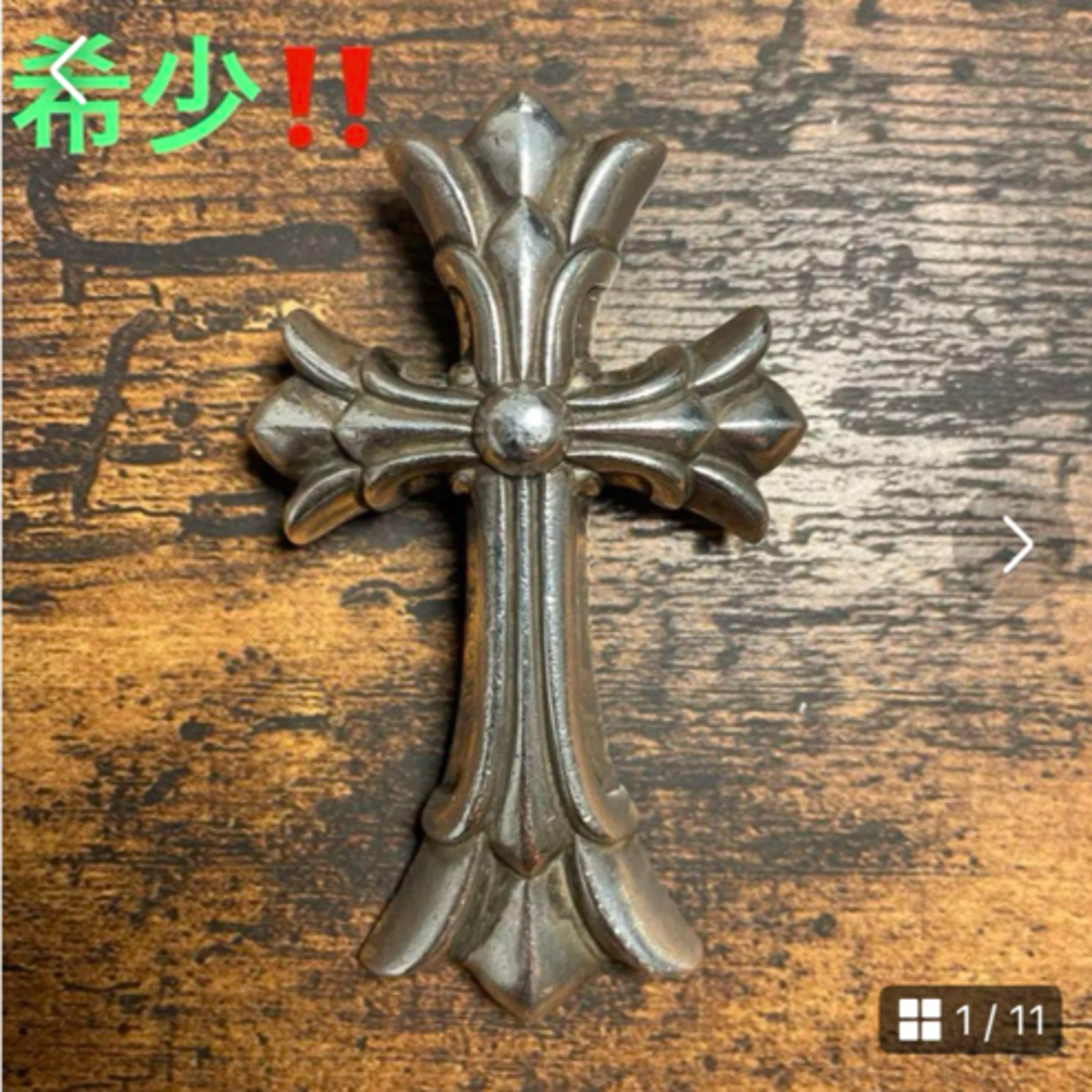 Chrome Hearts(クロムハーツ)のギャラ付きクロムハーツラージダブルCHクロスダブルクロスレザーブレイド メンズのアクセサリー(ネックレス)の商品写真