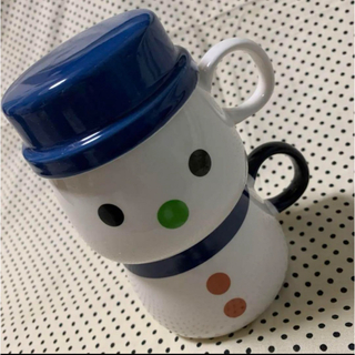 【新品未使用】雪だるま ペア 蓋付マグカップ(グラス/カップ)