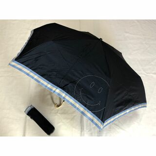 晴雨兼用傘　日傘　折りたたみ傘　裏ポリウレタン加工スマイル　縁テーピング　紺　(傘)