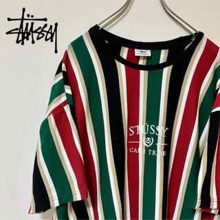 ステューシー(STUSSY)の目立つストライプ希少デザイン！StüssyステューシーオーバーサイズTシャツ(Tシャツ/カットソー(半袖/袖なし))